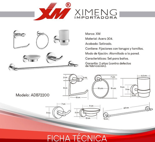 Kit De Baño 6 Piezas Ximeng ADB72200